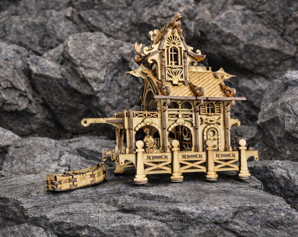 Handcrafted wooden viking fairy house by Flying Nautilus