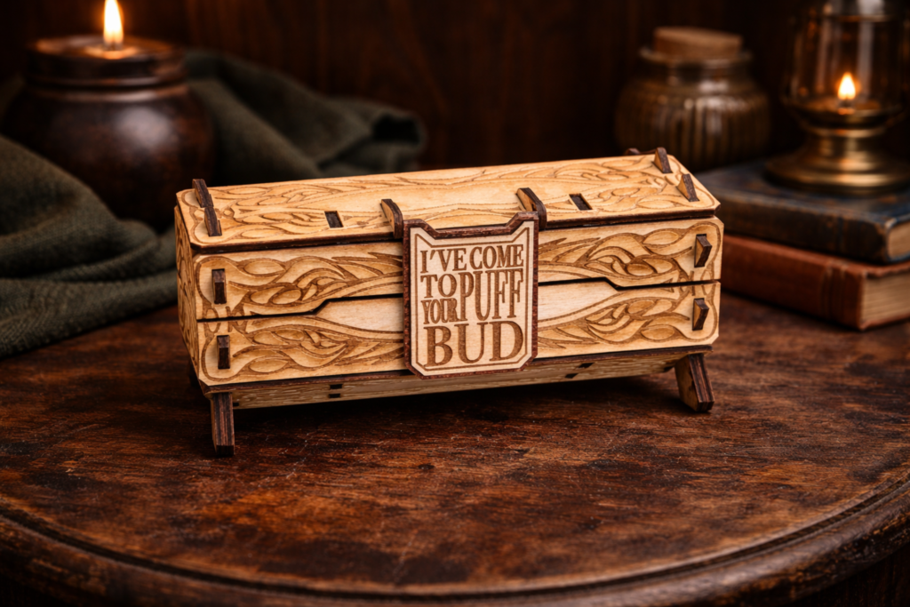 Handcrafted Box "I've Come to Puff Your Bud"